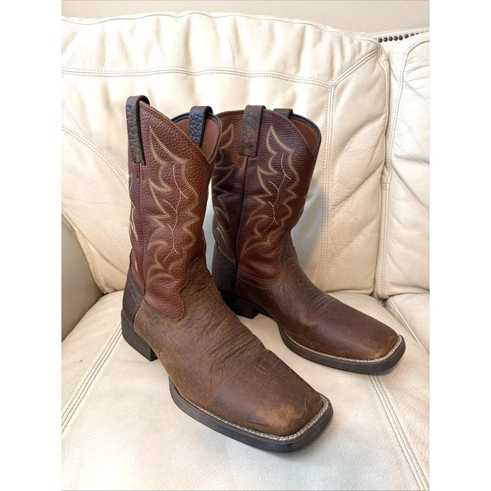 Justin Boots 11D Chet Mens Stampede Cowboy Leather Brown 7222